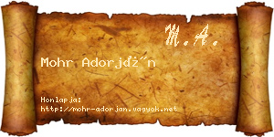 Mohr Adorján névjegykártya